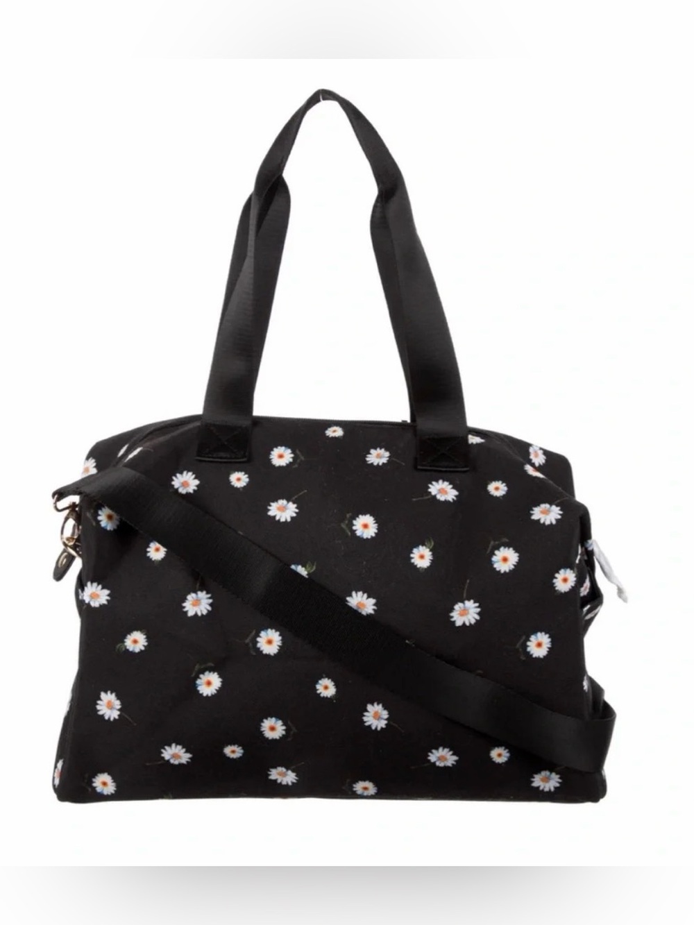 Alice+Olivia Black Daisy Print Weekender Tote Bag